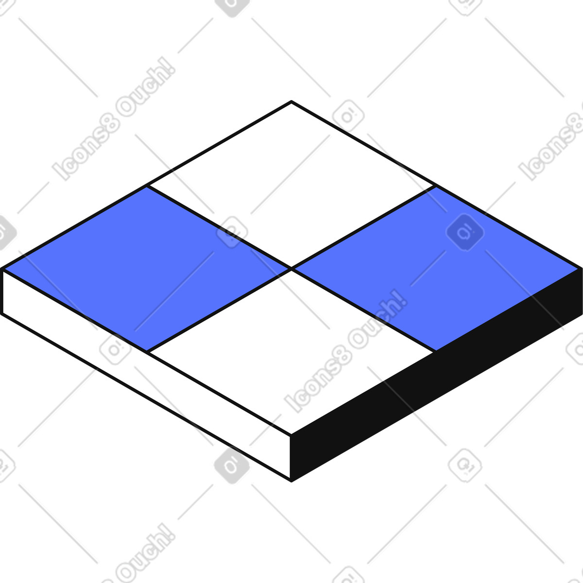 Chessboard diamond pattern with blue and white squares in perspective illustrazione stile Main scarica PNG, SVG