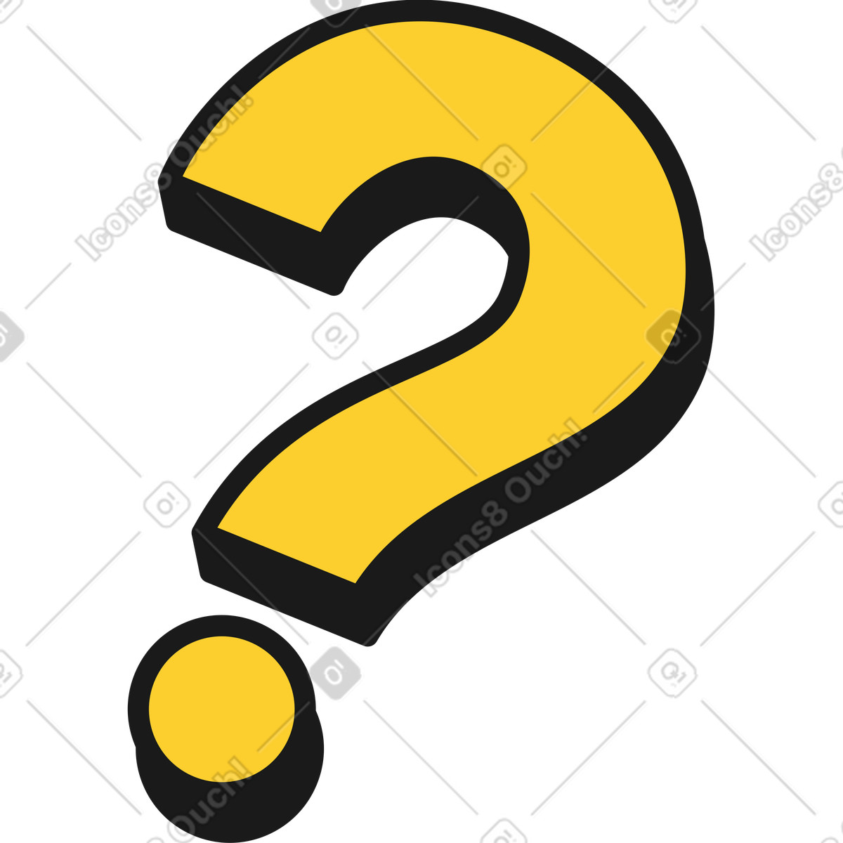Yellow question mark illustration in Taxi style download in PNG, SVG