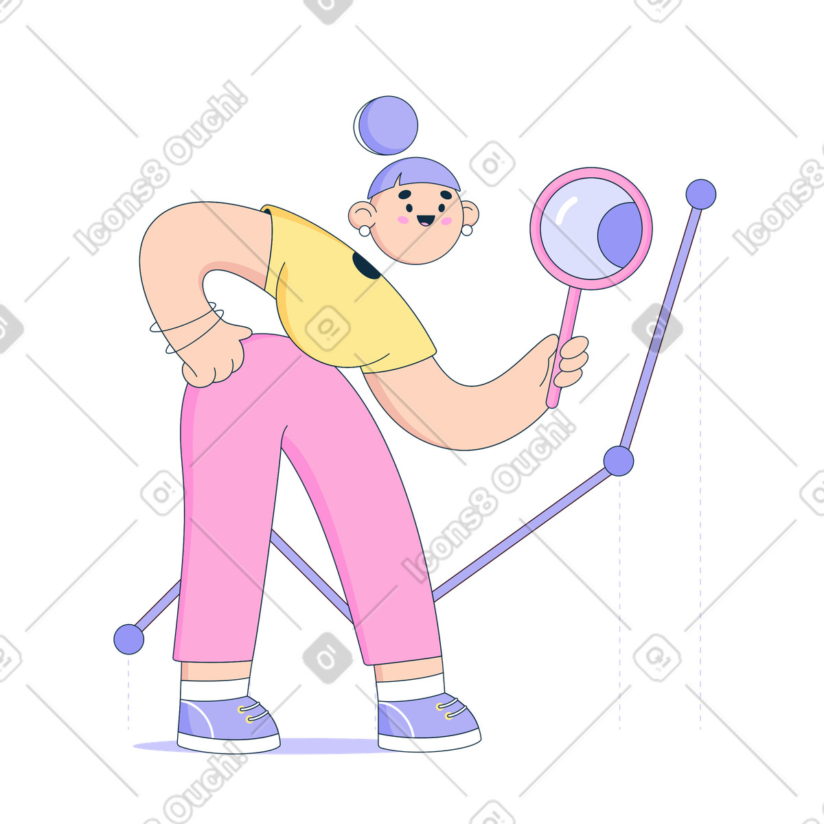 Frau untersucht das diagramm mit lupe illustration in PNG, SVG