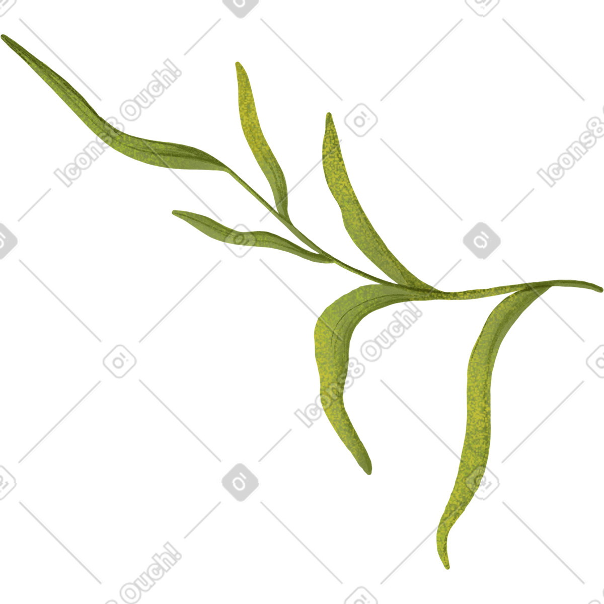Green branch with leaves illustration in Floral style download in PNG, SVG