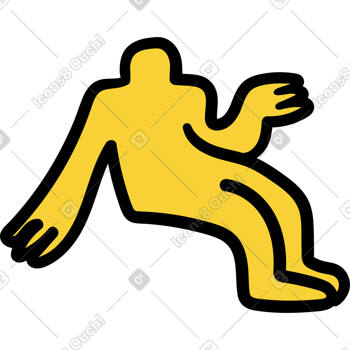 Yellow person sitting with hand up illustration in Wiggle style download in PNG, SVG