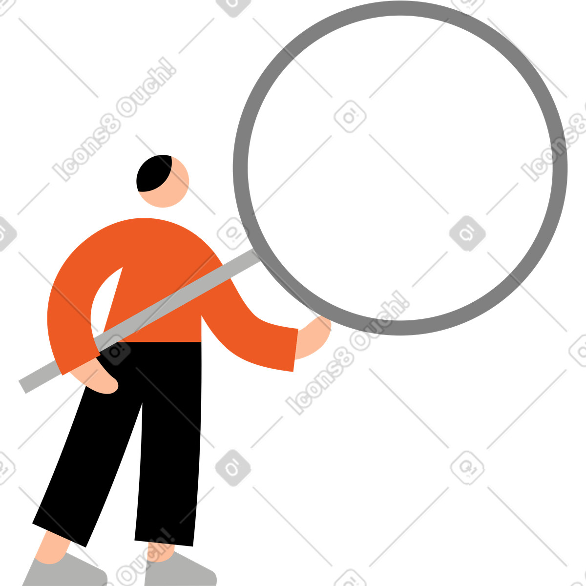 Young man with magnifying glass illustration in Tiny style download in PNG, SVG
