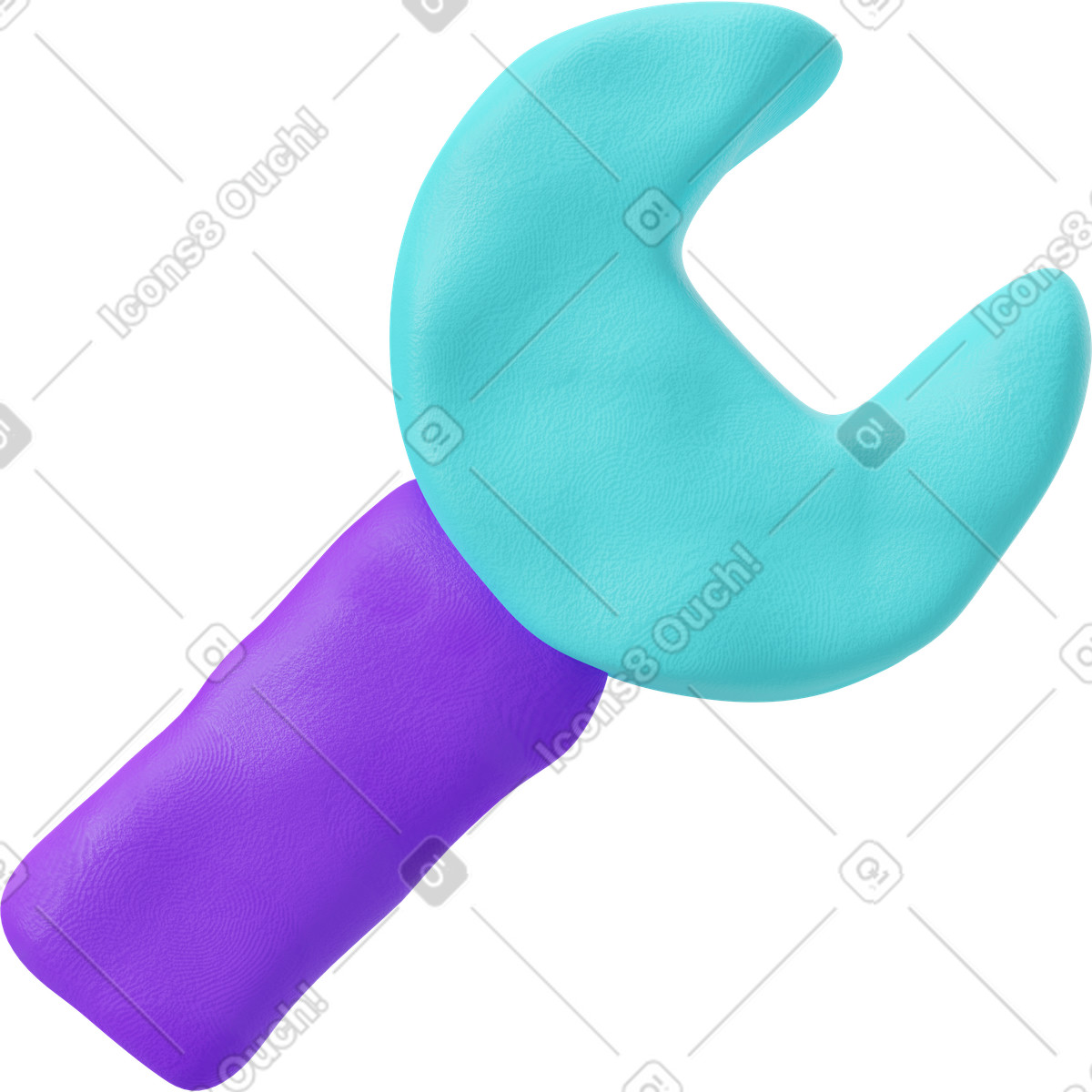 Ilustración Llave azul y violeta en estilo 3D Plastilina a descargar en PNG SVG