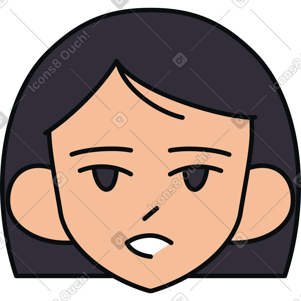 Icona della testa di donna illustrazione in stile Teko scarica in PNG, SVG