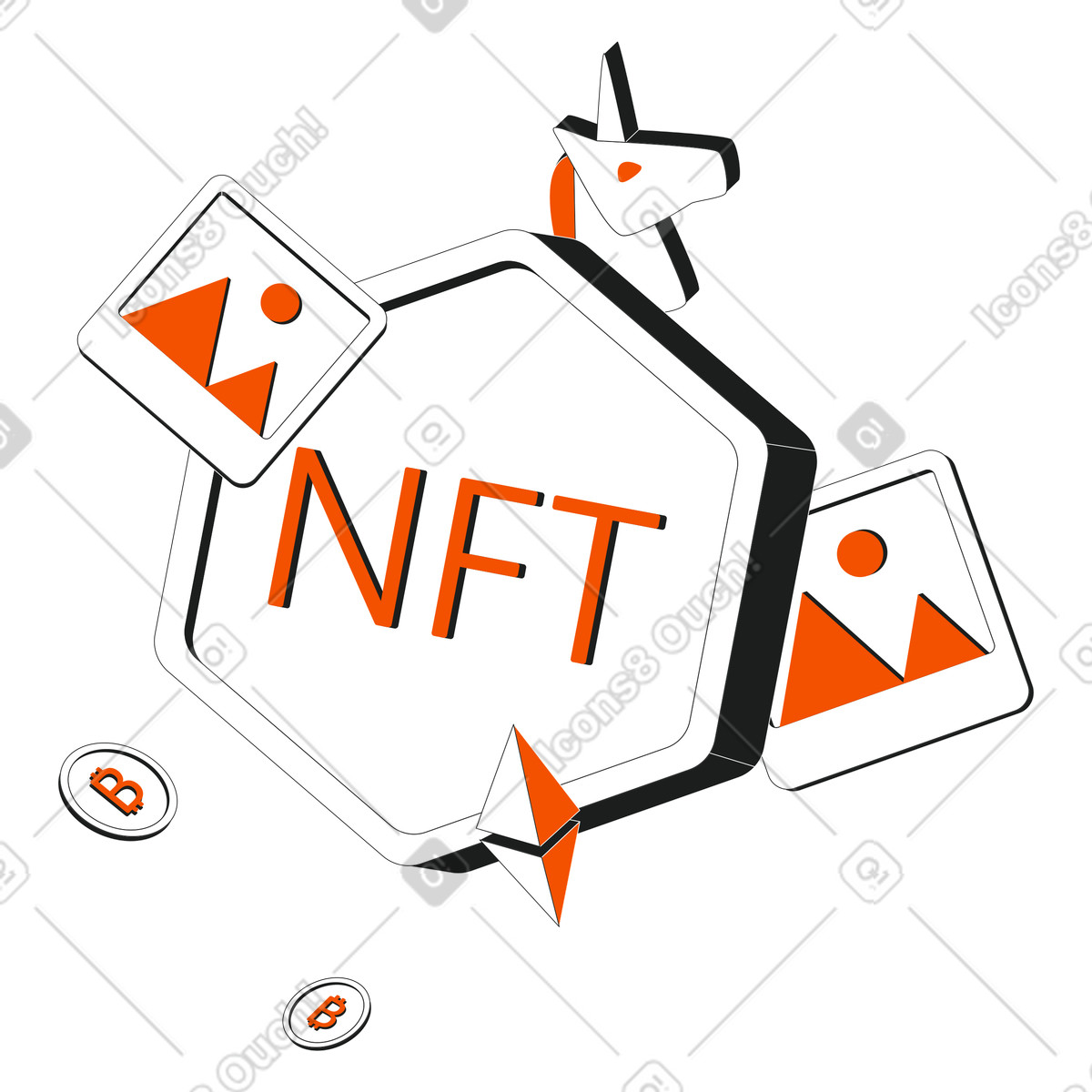 Иллюстрация Торговая площадка nft на ethereum в PNG и SVG