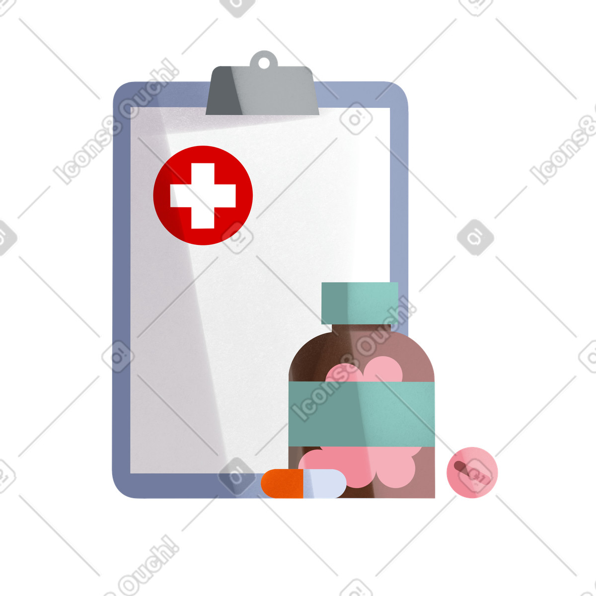 Иллюстрация Медицинская форма и таблетки в PNG и SVG