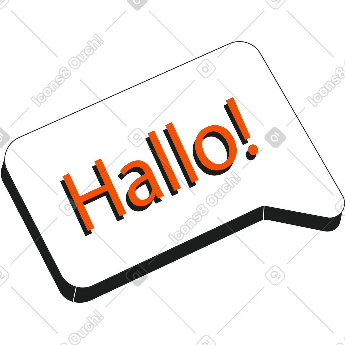 Speech bubble with hallo illustration in Strict style download in PNG, SVG