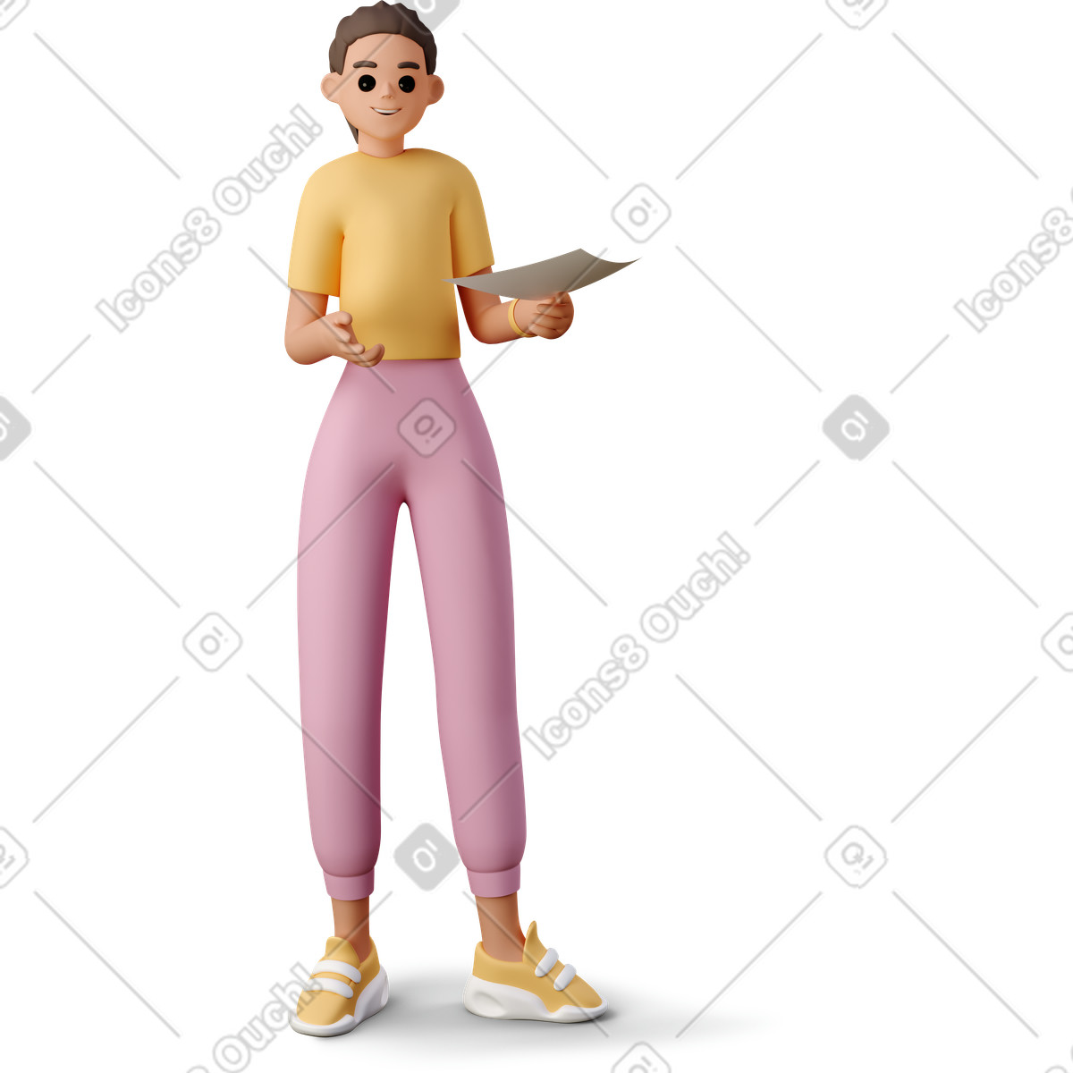 Illustration Girl explaining lesson material dans le style 3D Casual life à télécharger aux formats PNG, SVG