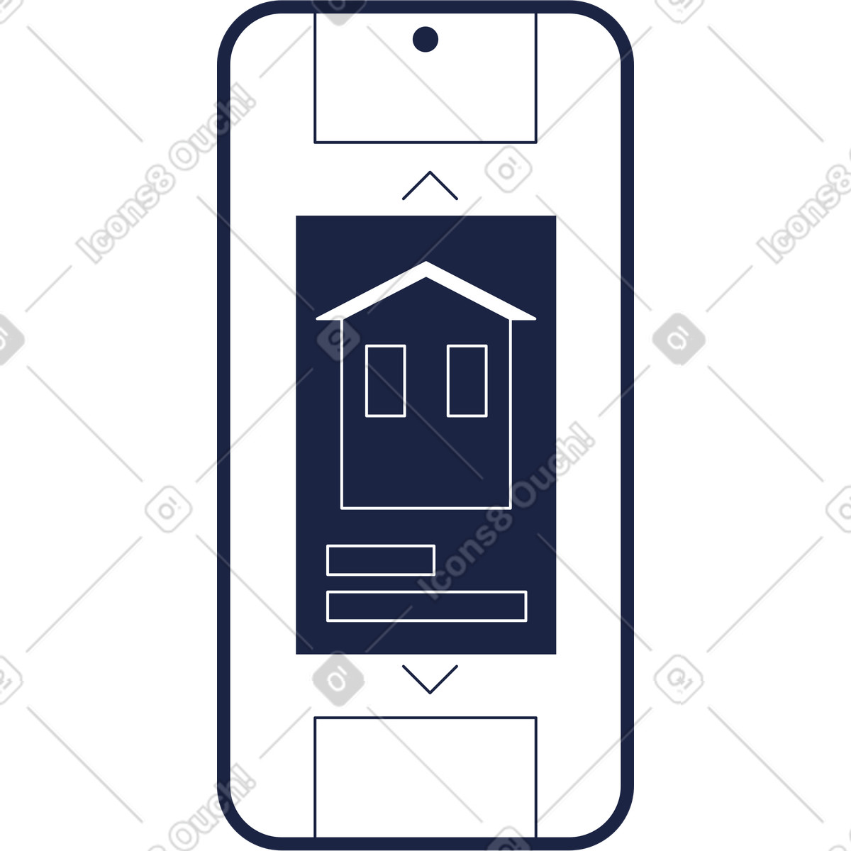 Ilustração de Smartphone com aplicativo hipoteca na tela em no estilo Urban Line para baixar em PNG, SVG