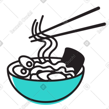 젓가락으로 먹는 라면 한 그릇 PNG, SVG
