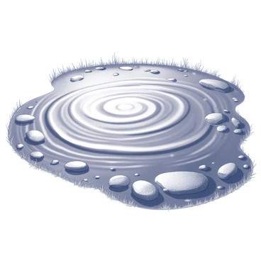 The surface of a pond is visible, showcasing numerous ripples created by gentle disturbances. The water reflects light, creating a play of textures that vary across the surface. The reflections form an intricate pattern, with some areas appearing smooth while others exhibit a more turbulent texture. Surrounding the pond, there are patches of grass along the bank, and a few scattered rocks are partially submerged, adding to the natural composition of the scene.