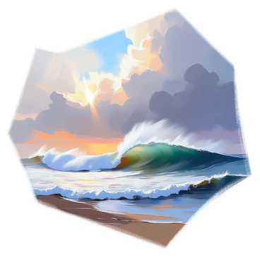 An occluded front is advancing over a vast ocean, bringing with it dark, swirling clouds that dominate the sky. The atmosphere is charged, and the tension is palpable as winds pick up. High waves crash against each other, rising dramatically against the horizon, creating a frothy, turbulent sea. The sunlight tries to break through the thick clouds, casting beams of light on the water and illuminating the crests of the waves. The scene captures the wild energy of nature in its raw form, with the ocean appearing both beautiful and menacing.