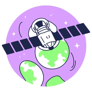 A spy satellite is depicted in orbit around the Earth. The satellite features a sleek, metallic design with solar panels extending outward. Below, the Earth is visible, showcasing a mix of landmasses and ocean. The satellite is positioned at a slight angle, emphasizing its intricate details such as antennas and sensors. The background is filled with a starry sky, providing a sense of depth and distance.