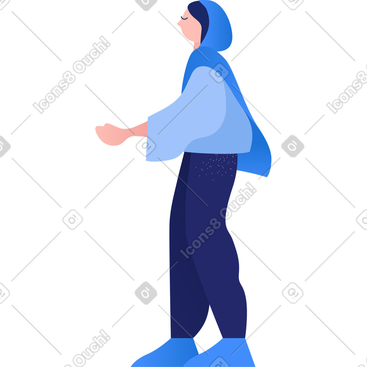 Indian woman illustration in Clip style download in PNG, SVG