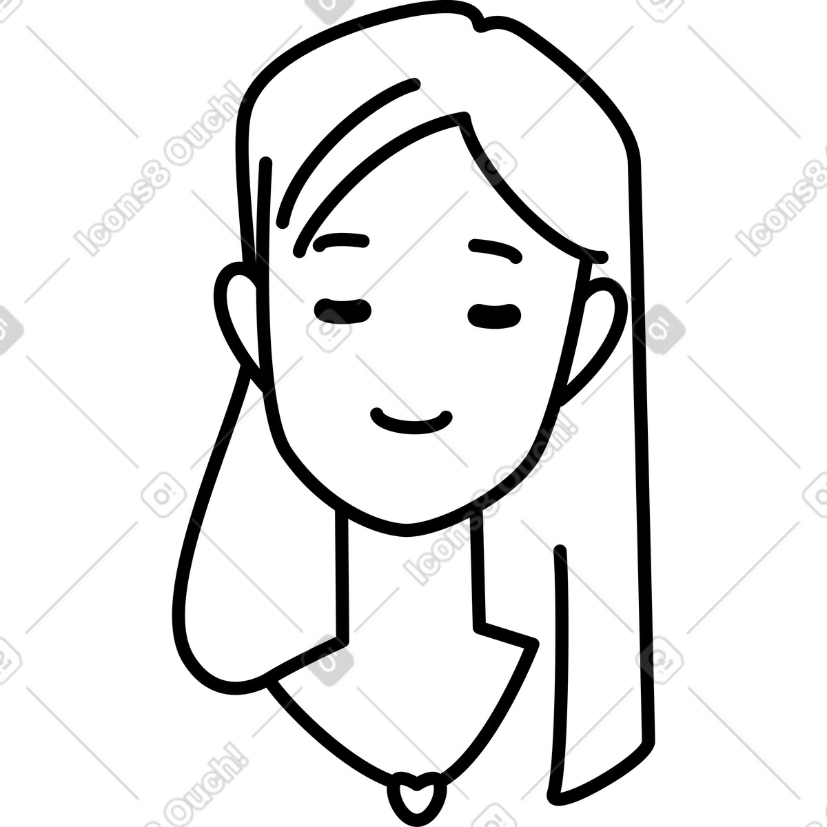 Head of a young woman with blond hair illustration in Weekday style download in PNG, SVG