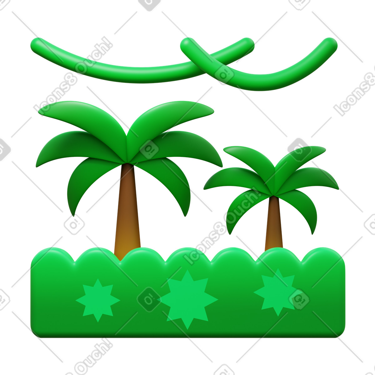 Jungle illustration in 3D Fluency style download in PNG, SVG