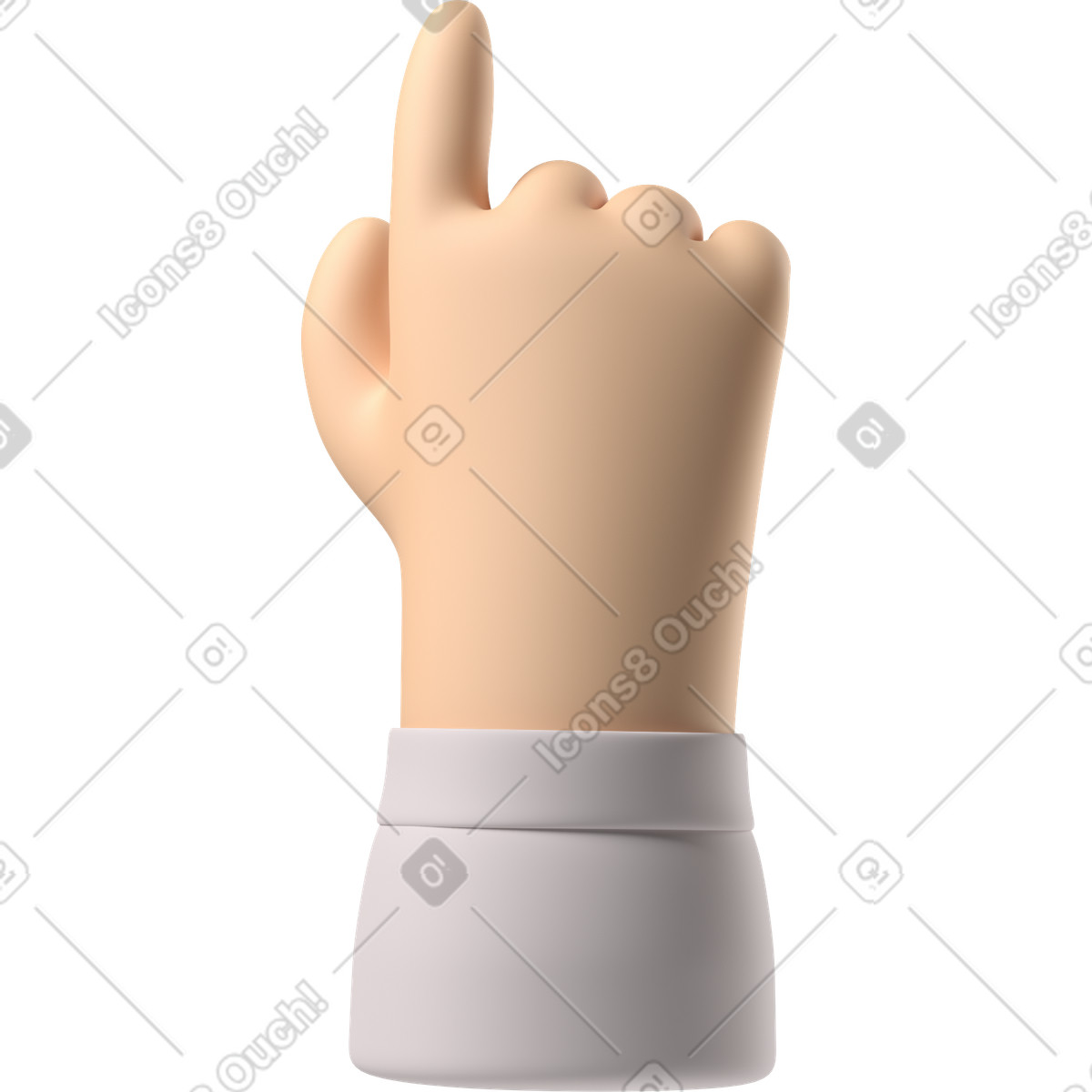 3D Hands Fun&Wild スタイルの 上向きの薄い肌の手の背面図 のイラストをPNG、SVG形式でダウンロード