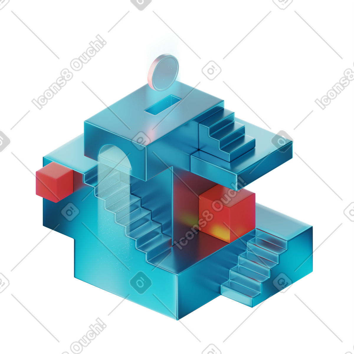 Stairway to financial growth and prosperity animated illustration in GIF, Lottie (JSON), AE