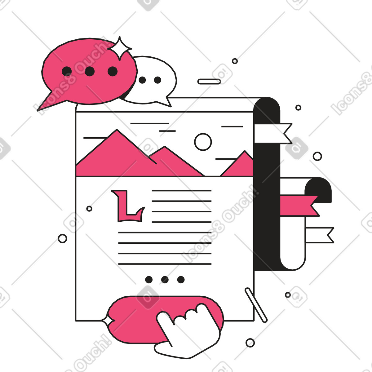 Blog post article animated illustration in GIF, Lottie (JSON), AE