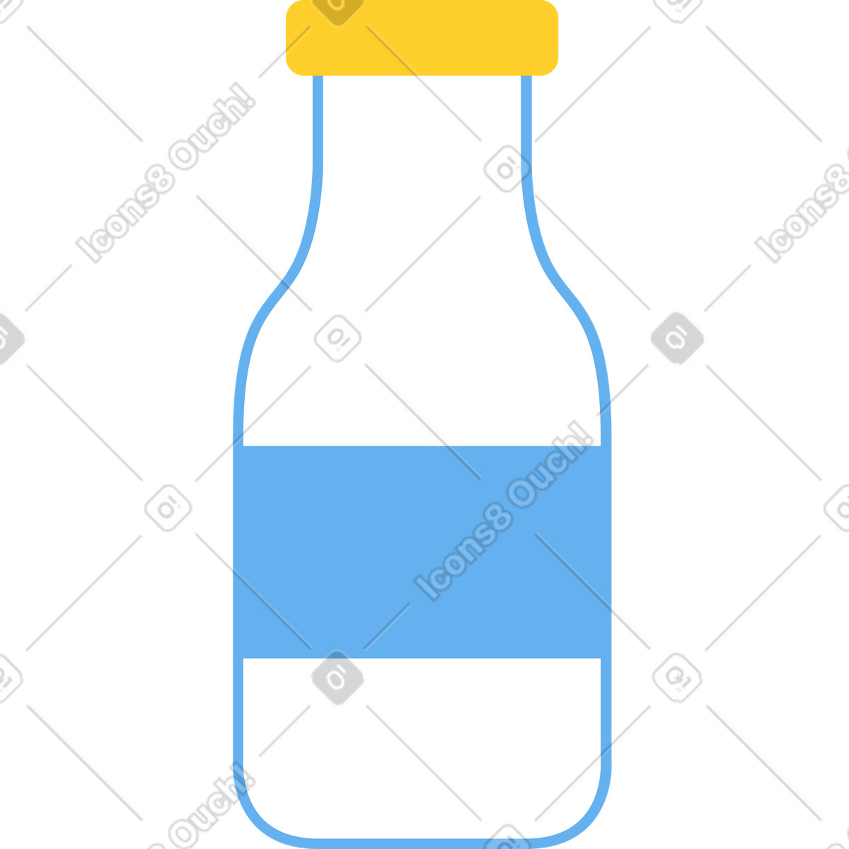 Milk bottle with blue label illustration in Sammy style download in PNG, SVG