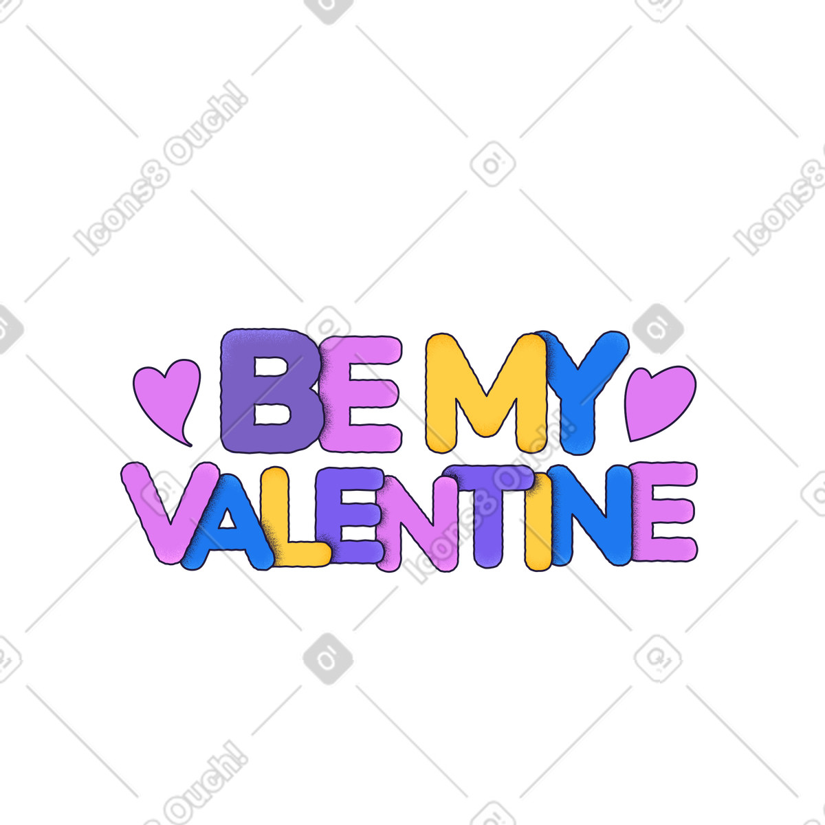 Ilustración Lettering be my valentine en estilo Conifer a descargar en PNG y SVG