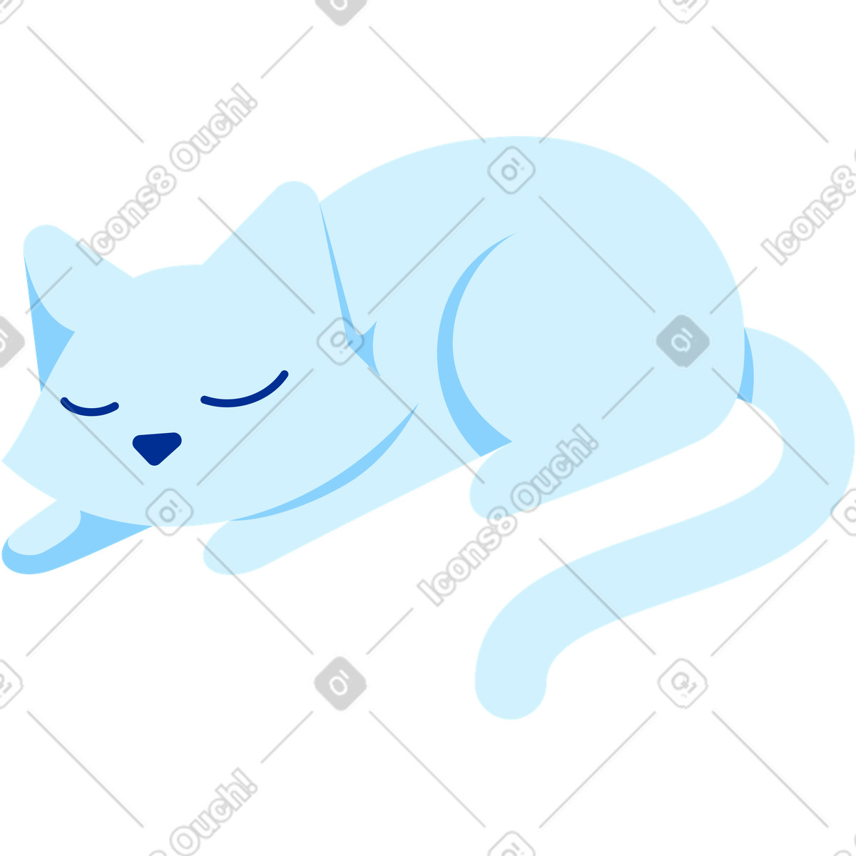 White cat sleeping-Illustration im Glossy-Stil als Download in PNG, SVG