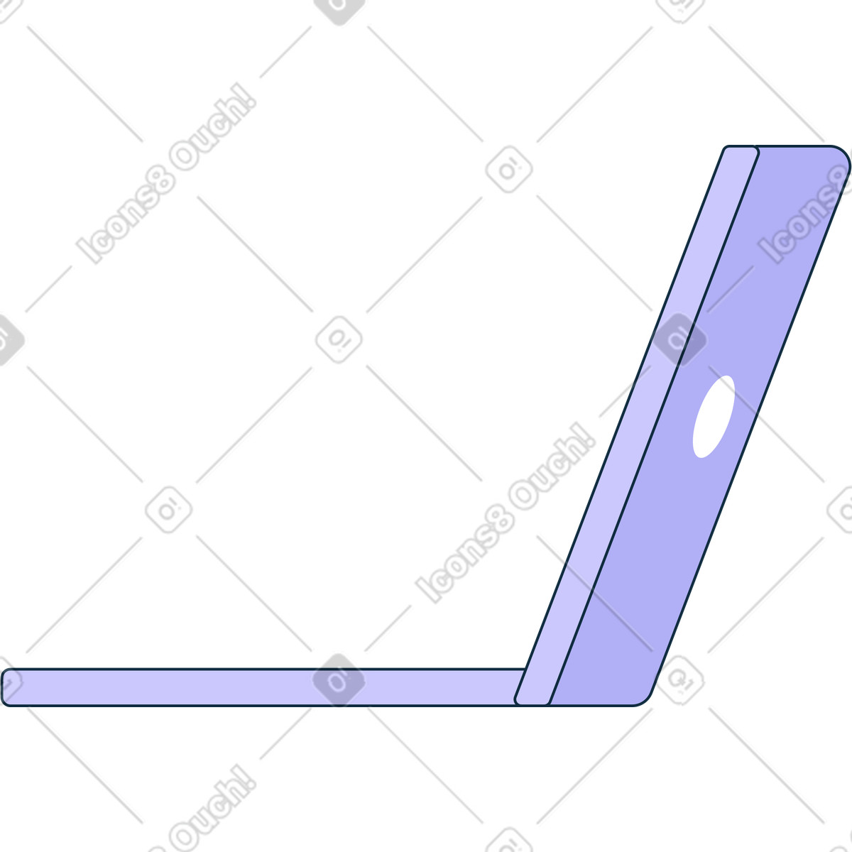 Illustration Ordinateur portable violet ouvert dans le style Bubble gum à télécharger aux formats PNG, SVG