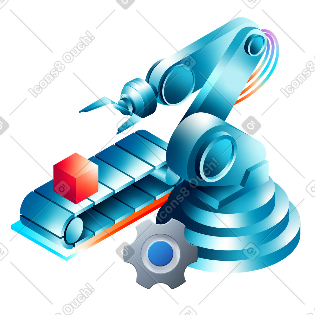 The conveyer belt, smart industry illustration in PNG, SVG