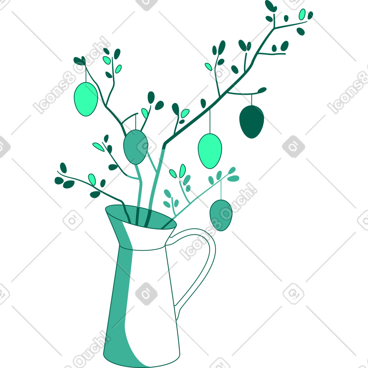 Bouquet di pasqua in una brocca illustrazione stile Storyline scarica PNG, SVG