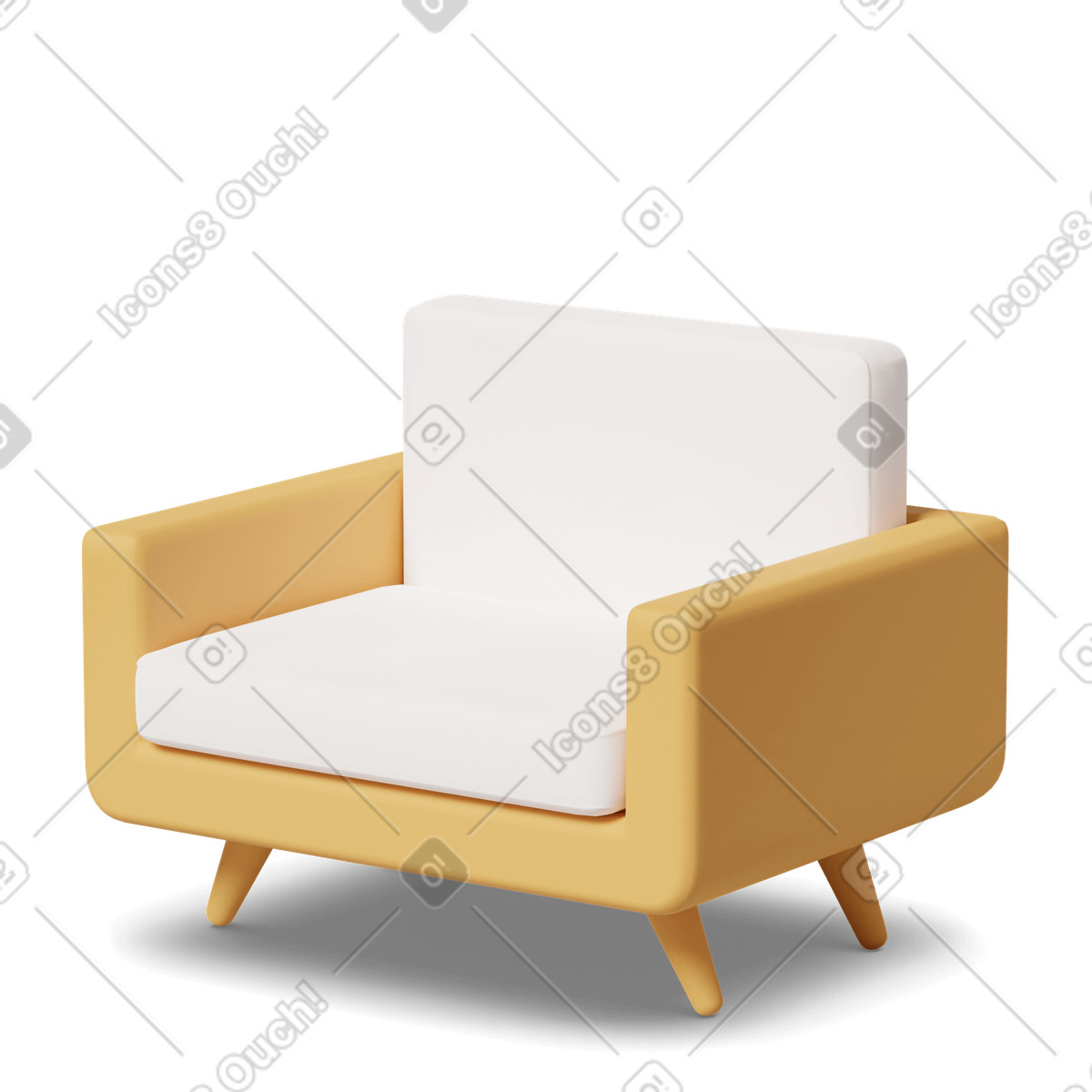下载 3D Casual life 风格的 Yellow armchair 插画，支持 PNG、SVG 格式