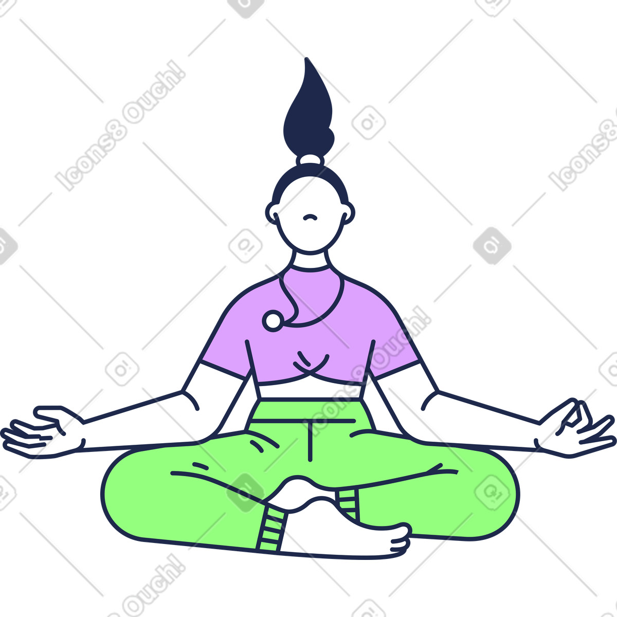 Illustration Jeune femme en position du lotus dans le style Outline à télécharger aux formats PNG, SVG