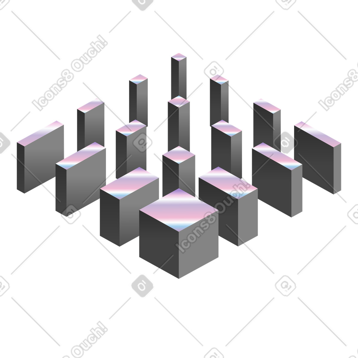 Geometric blocks arrangement illustration in Illusion style download in PNG, SVG