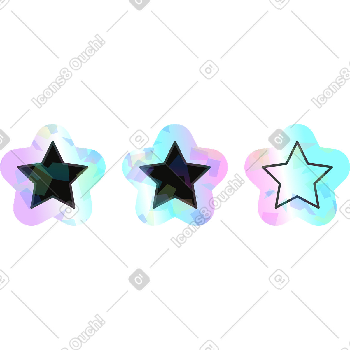 Sterne-Illustration im Holostickers-Stil als Download in PNG, SVG