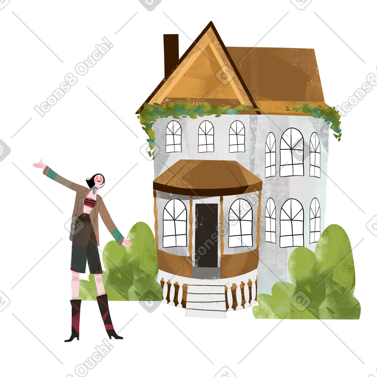 Ilustração de Comprar ou alugar uma casa nova em no estilo Fabulous para baixar em PNG, SVG