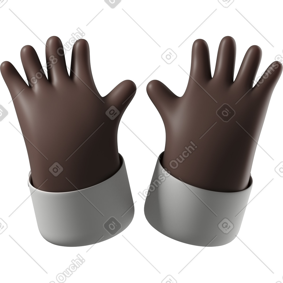 Illustration Élever les mains ouvertes en peau noire dans le style 3D Hands Fun&Wild à télécharger aux formats PNG, SVG