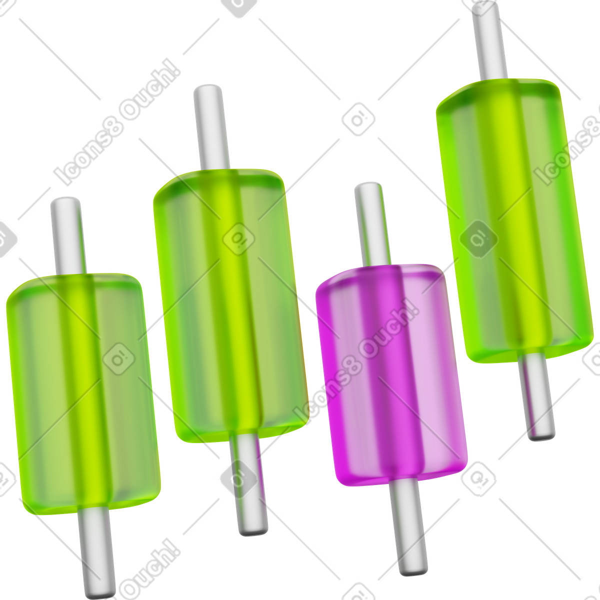 Grafico a candele di trading, barre del mercato azionario illustrazione in stile 3D Playful scarica in PNG, SVG