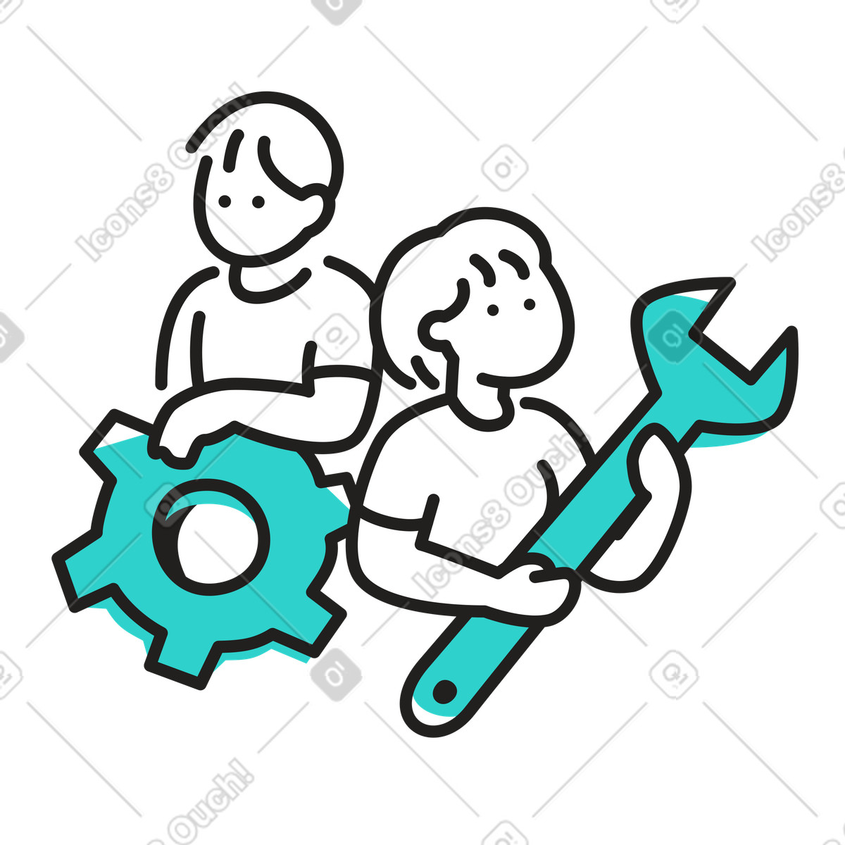 Repair and maintenance team illustration in Little style download in PNG, SVG