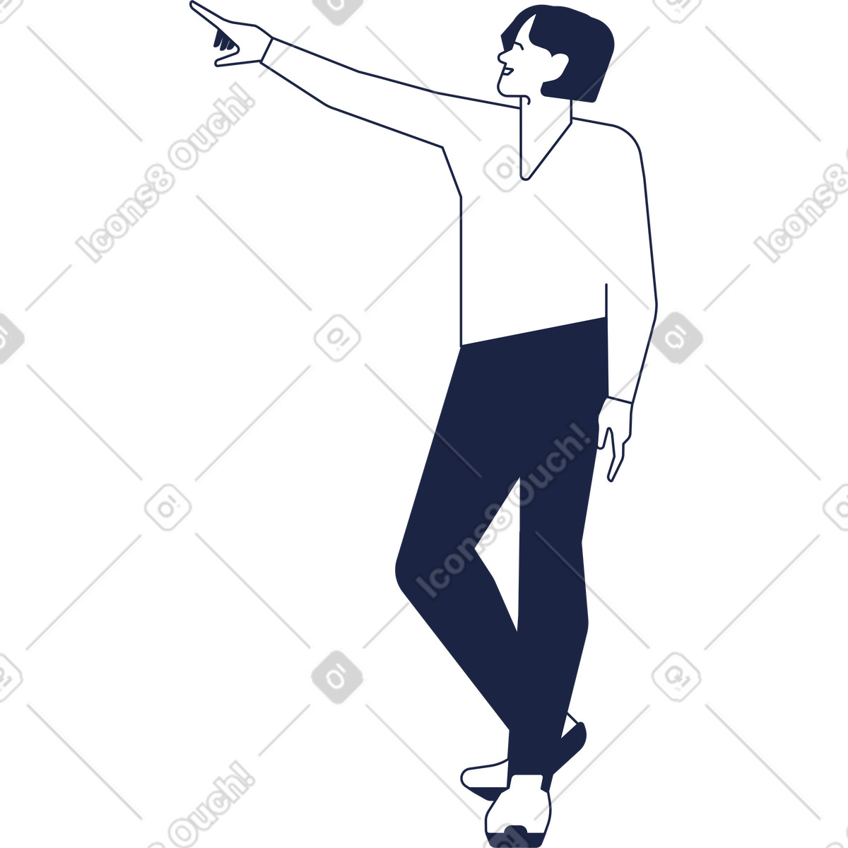 Illustration Homme de bureau montrant dans le style Urban Line à télécharger aux formats PNG, SVG