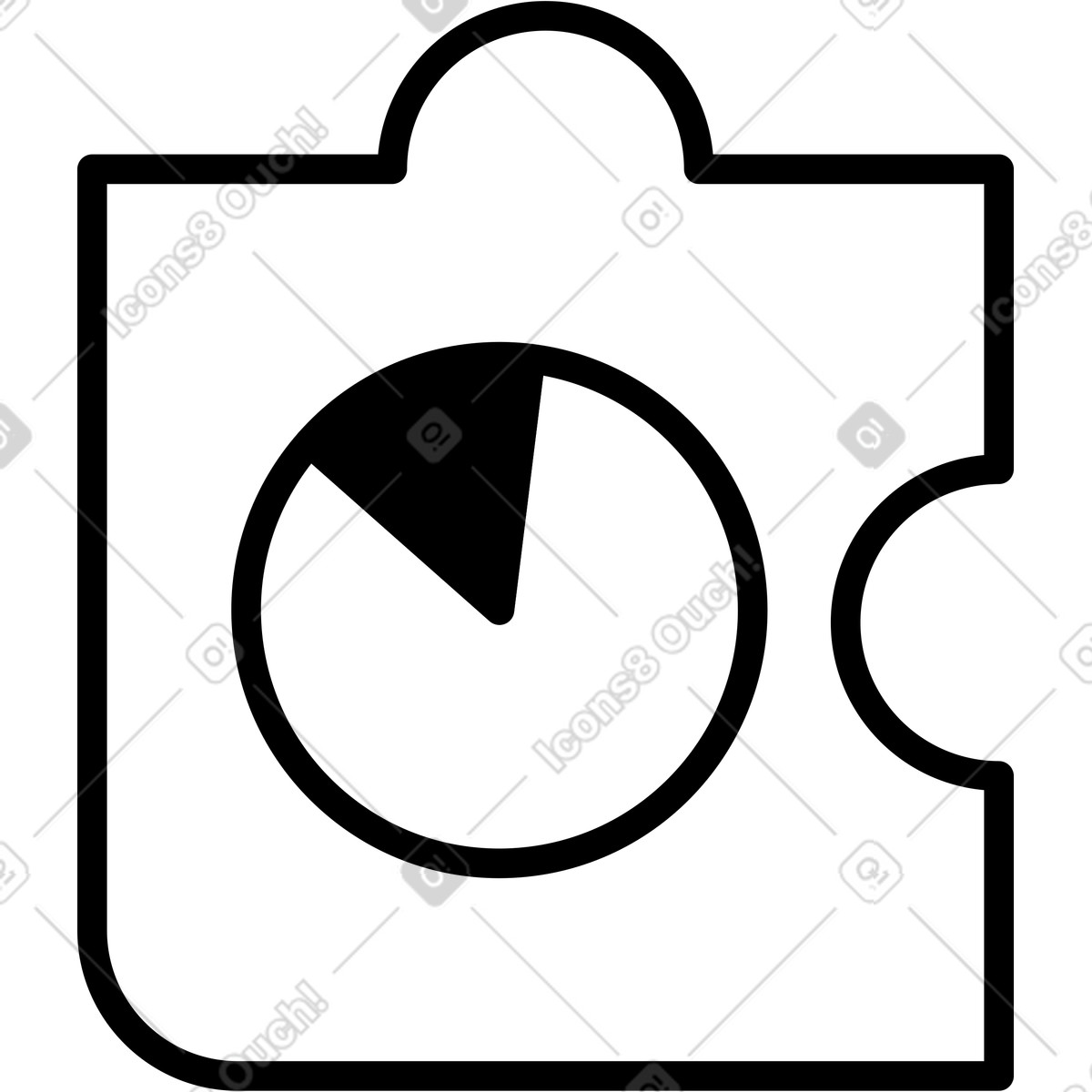 下载 Notion Line Art 风格的 Puzzle piece with circular pie chart segment for business analytics 插画，支持 PNG、SVG 格式
