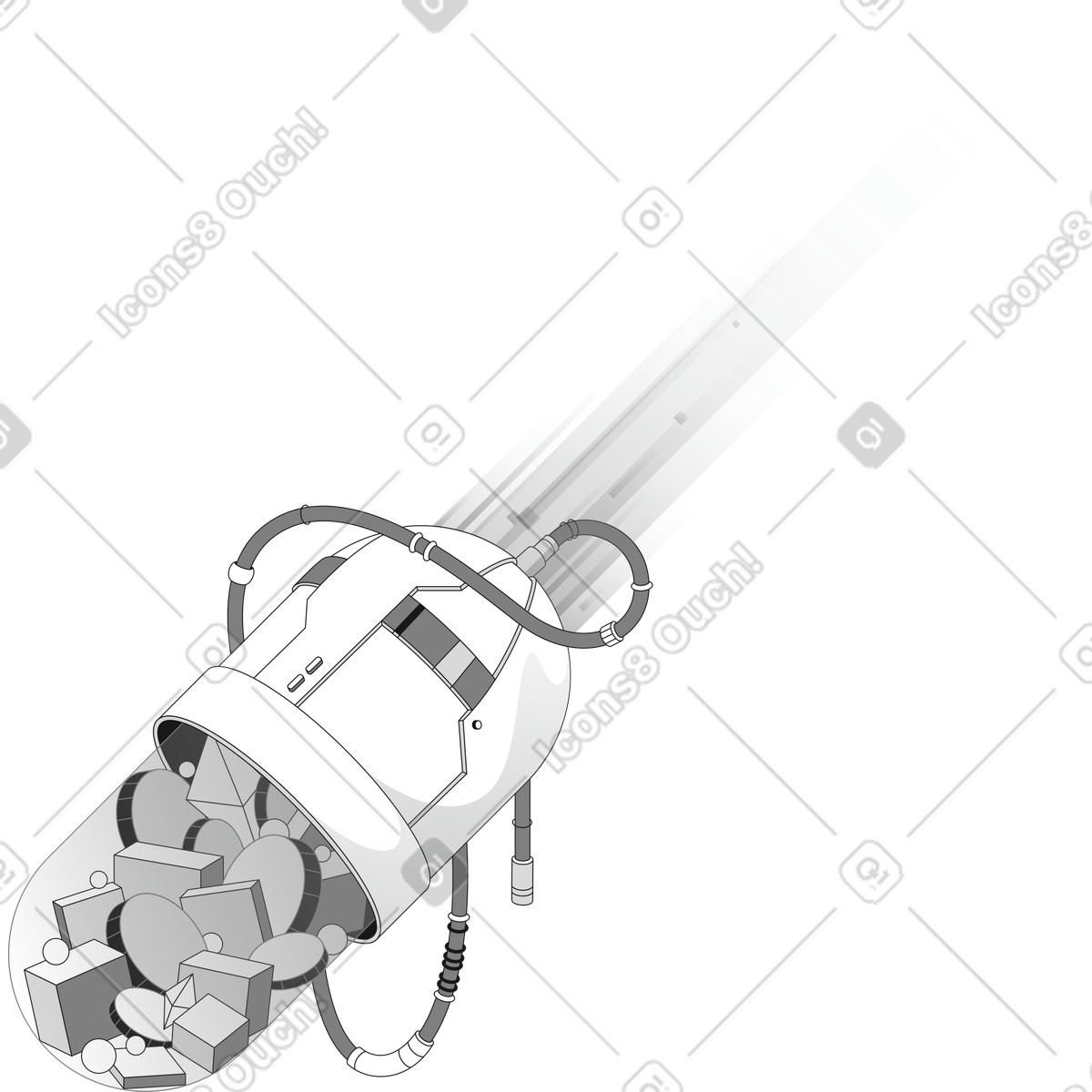 Capsule with wire illustration in Futuristic style download in PNG, SVG