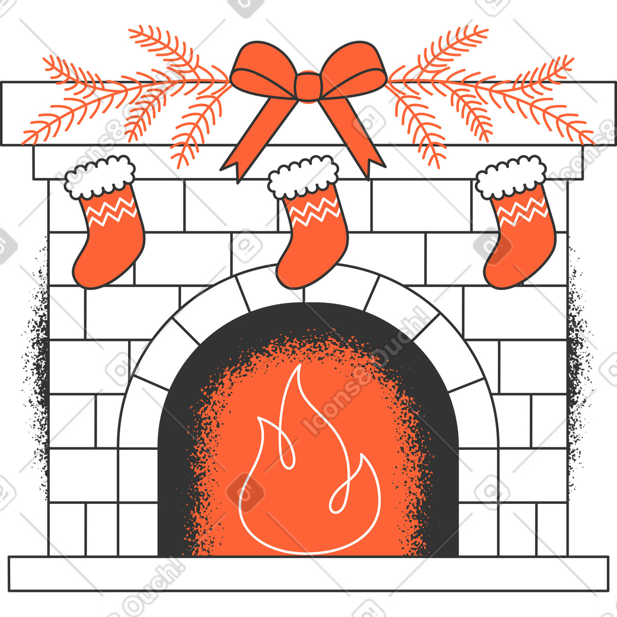 Kamin-Illustration im Crayon-Stil als Download in PNG, SVG