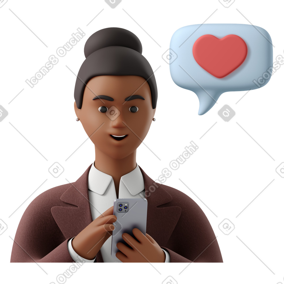 Ilustración Empresaria enviando mensaje de amor en estilo 3D Business a descargar en PNG y SVG