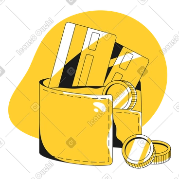 Wallet with coins and cards PNG, SVG