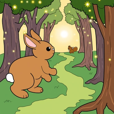 The Velveteen Rabbit embarking on an adventure through an enchanted forest