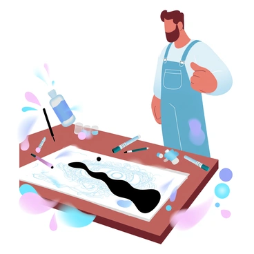 An artist accidentally spilling ink over a nearly finished drawing