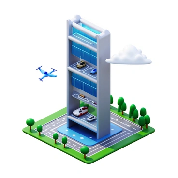 A vertical parking tower accommodating flying vehicles