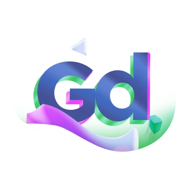 A logo design featuring the initials "GD" prominently displayed in a bold, modern font. The letters are interconnected, creating a seamless flow between them. The color scheme includes shades of deep blue and soft gray, giving it a professional appearance. The background is minimal, allowing the logo to stand out clearly. The overall composition is balanced, ensuring that the logo captures attention while maintaining a clean and sophisticated look.