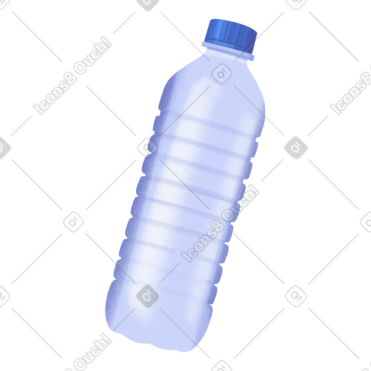 Transparent water bottle with blue lid illustration in Smart style download in PNG, SVG