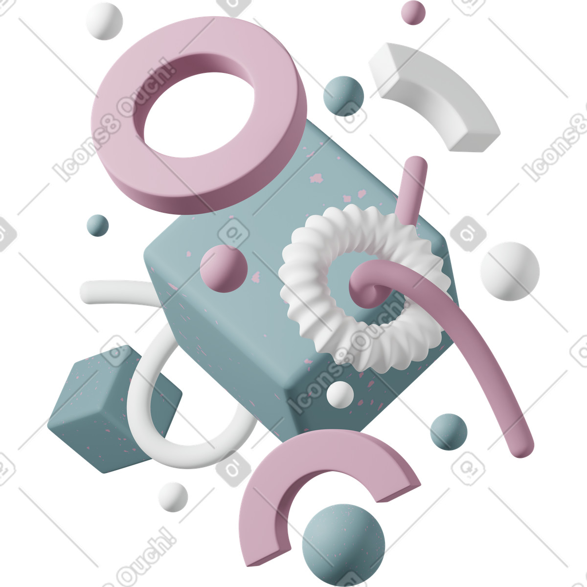 3D Casual life スタイルの Abstract composition with shapes のイラストをPNG、SVG形式でダウンロード