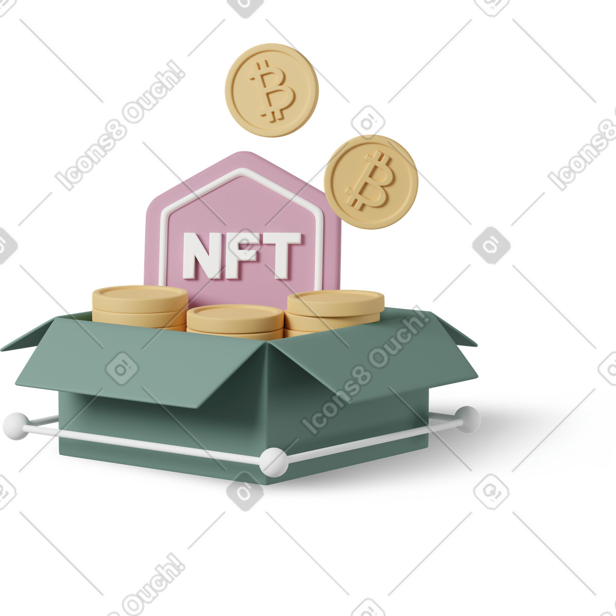 Иллюстрация Nft box bitcoin в стиле 3D Casual life — скачать в форматах PNG, SVG